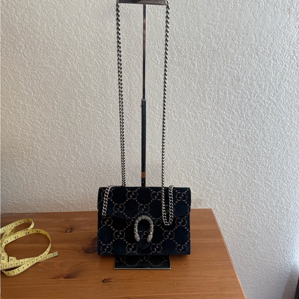 Authentic Gucci GG Navy Blue Velvet Dionysus Shoulder Crossbody wCOA Excellent - Picture 12 of 12